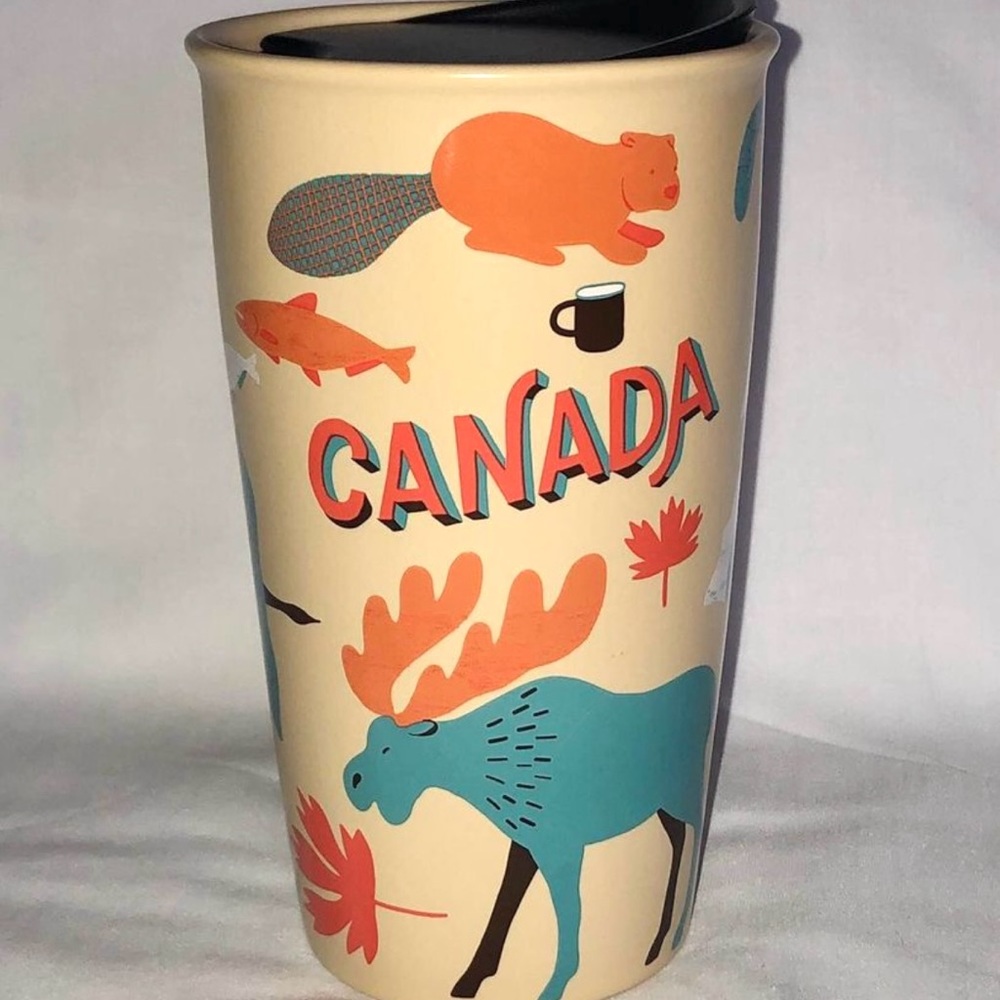 Starbucks 2017 Canada Travel Mug Tumbler Moose Beaver Canadian Wildlife